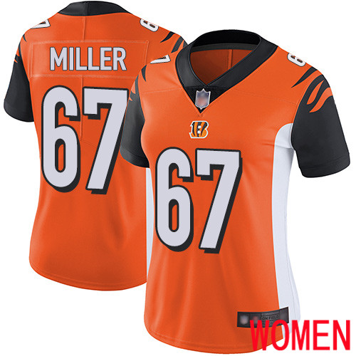 Cincinnati Bengals Limited Orange Women John Miller Alternate Jersey NFL Footballl #67 Vapor Untouchable->women nfl jersey->Women Jersey
